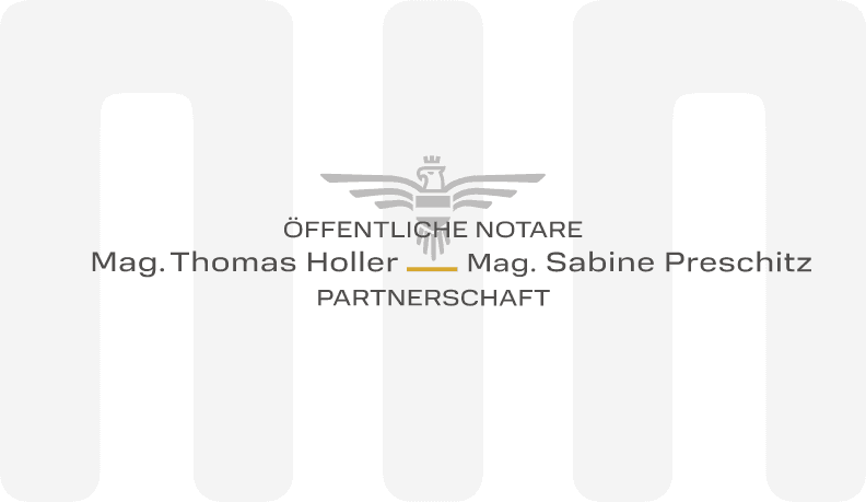 Logo ÖFFENTLICHE NOTARE Mag. Thomas Holler Mag. Sabine Preschitz PARTNERSCHAFT