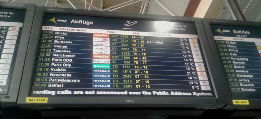 Cancelled Flug von Teneriffa nach Wien am 1. April 2017 führt zu einer Flugverspätung Entschädigung