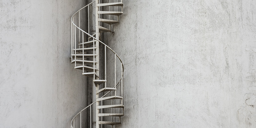 Besondere Wendeltreppe: Eine Spindeltreppe im Außenbereich