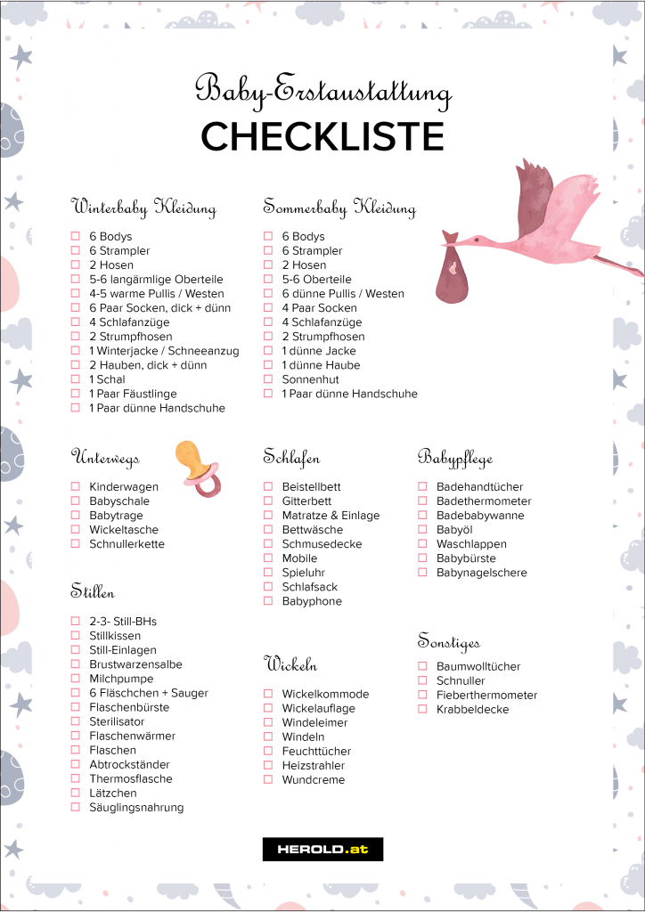 Baby Erstausstattung Checkliste pdf