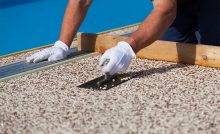 Steinteppich wird verlegt