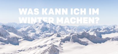 Aktivitäten im Winter: Winterlandschaft mit Schriftzug