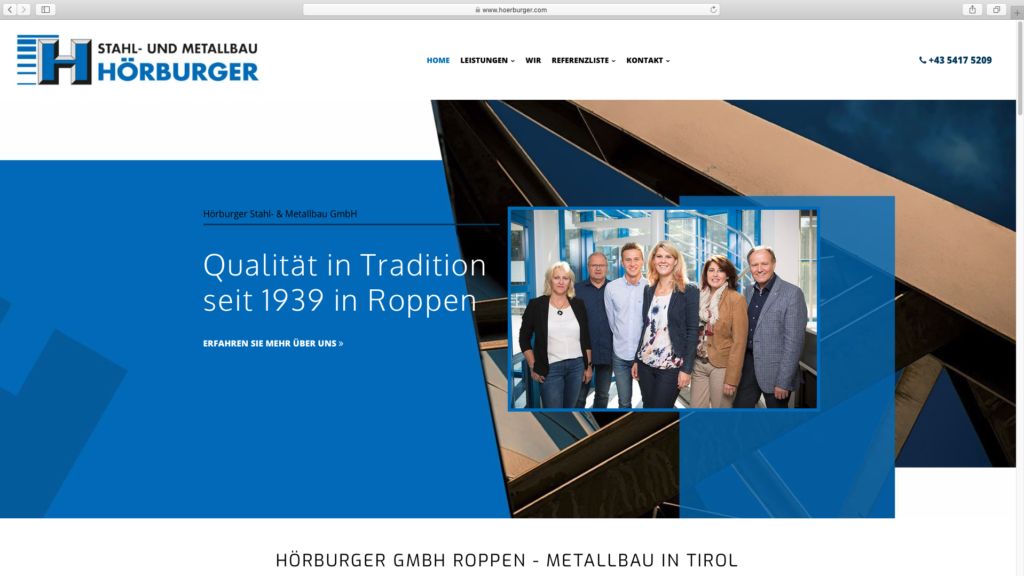 Screenshot Homepage des Kunden mit Firmen-Logo