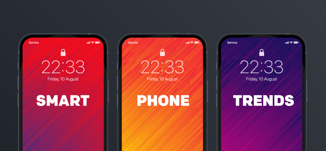 Smartphone-Trends 2022-Schriftzug auf 3 Handys verteilt