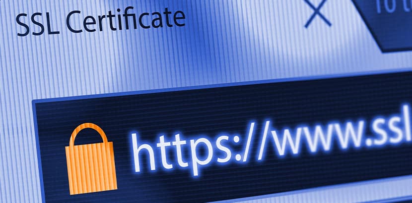 https-Domainzeile mit aktiver SSL-Verschlüsselung.