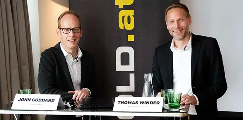 John Goddard und Thomas Winder auf der WKO-Pressekonferenz zur Digitalisierung in Österreich.