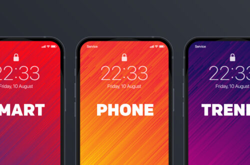 Smartphone-Trends 2022-Schriftzug auf 3 Handys verteilt