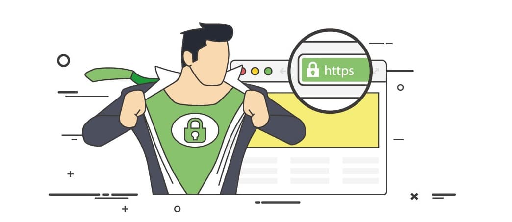 Website ohne SSL Zertifikat: Grafik eines SSL-Supermans, der die durch TSL Zertifikat geschützte Verbindung symbolisiert.