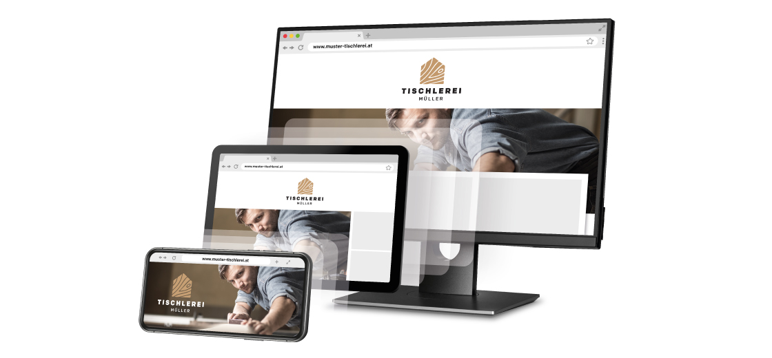 Website wird auf Smartphone, Tablet und Computer-Bildschirm dank Responsive Design korrekt angezeigt