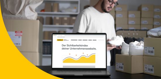 Website auf Laptop mit Sichtbarkeitsindex-Darstellung