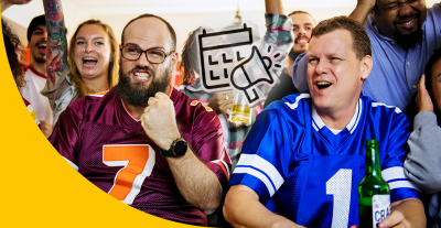Bild zeigt Besucher:innen in einer Bar, die den Super Bowl zusammen schauen, als Symbol für gelungenes Eventmarketing.
