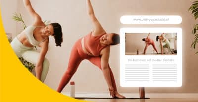 Bild zeigt Betreiberin eines Yogastudios mit ihrer Yoga Website.