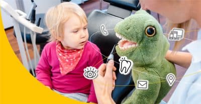 Das Bild zeigt eine kinderfreundliche Zahnarztordination, die über eine Zahnarzt-Website verfügt.