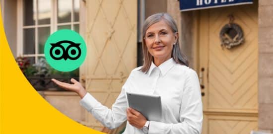 Bild zeigt eine Hotel-Besitzer:in, die für ihr Hotel bei Tripadvisor einen neuen Eintrag erstellt hat.